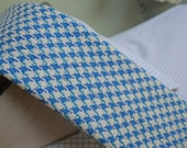 Blue and White Houndstooth Textured Tie