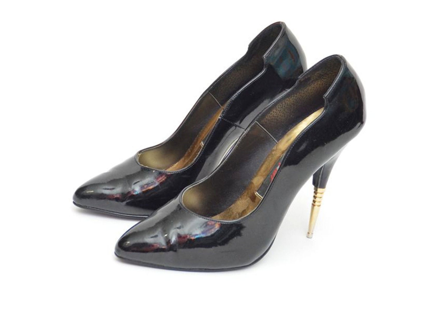 black high heels with gold spikes