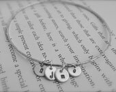 Family Charm Silver Hand Stamped Initial Bangle Bracelet