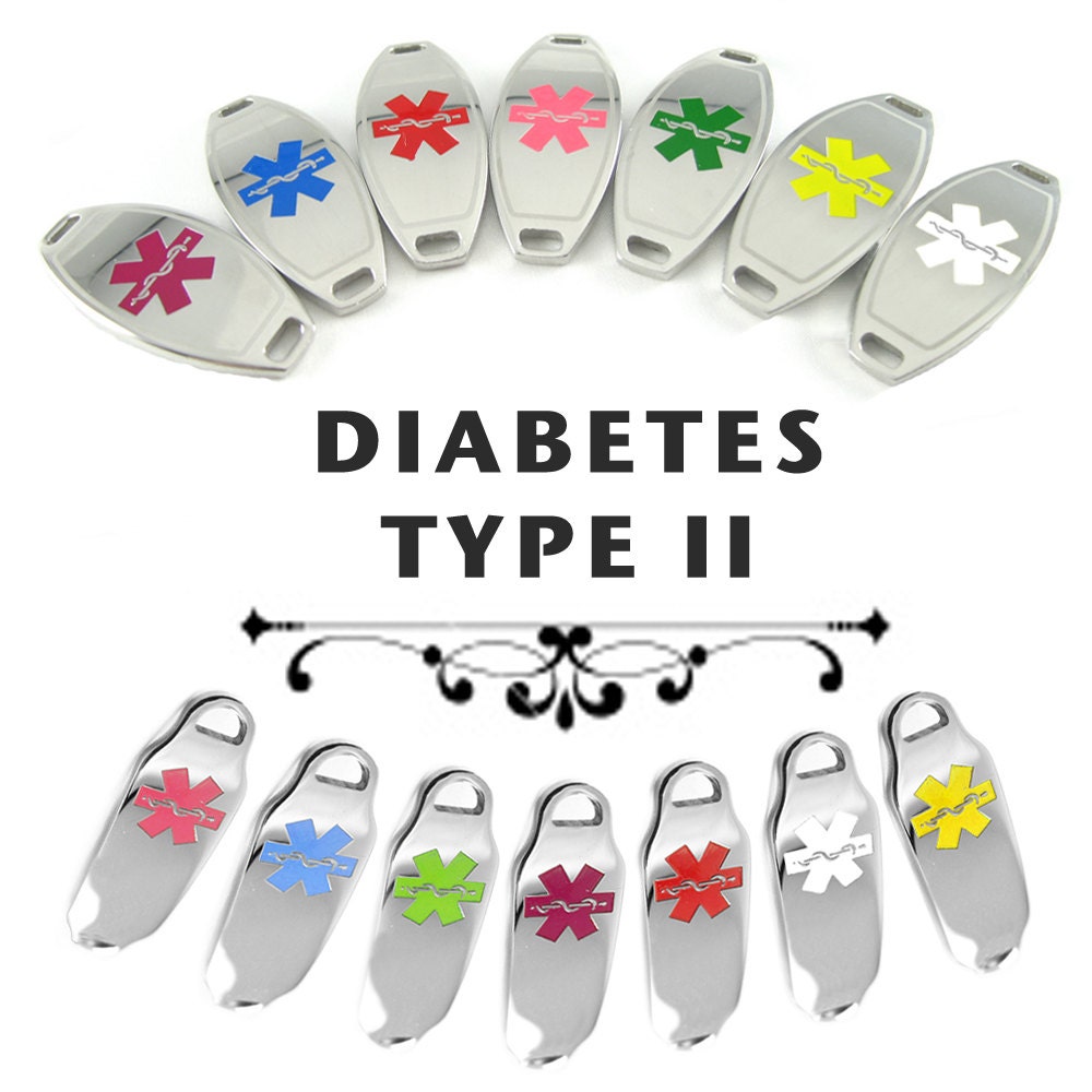 Diabetes Bracelets on Diabetes Type Ii Medical Id Plate Pre Engraved  For Stylish Beaded