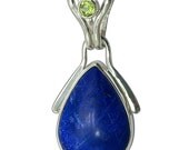 Lapis Lazuli, Peridot and Sterling Silver Pendant, plaph2149