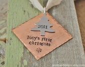 Personalized BABIES FIRST CHRISTMAS Ornament -Hand Stamped Diamond Christmas Tree Ornament -As Seen on Disney Baby