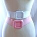 Pink White Belts / 1980s vintage Pink and White sretchy wide belt wearable art Set Lot of 2
