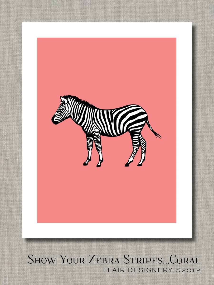 Show Your Zebra Stripes - CORAL - 11 x 14 Fine Art Print by Flair Designery Il_570xn