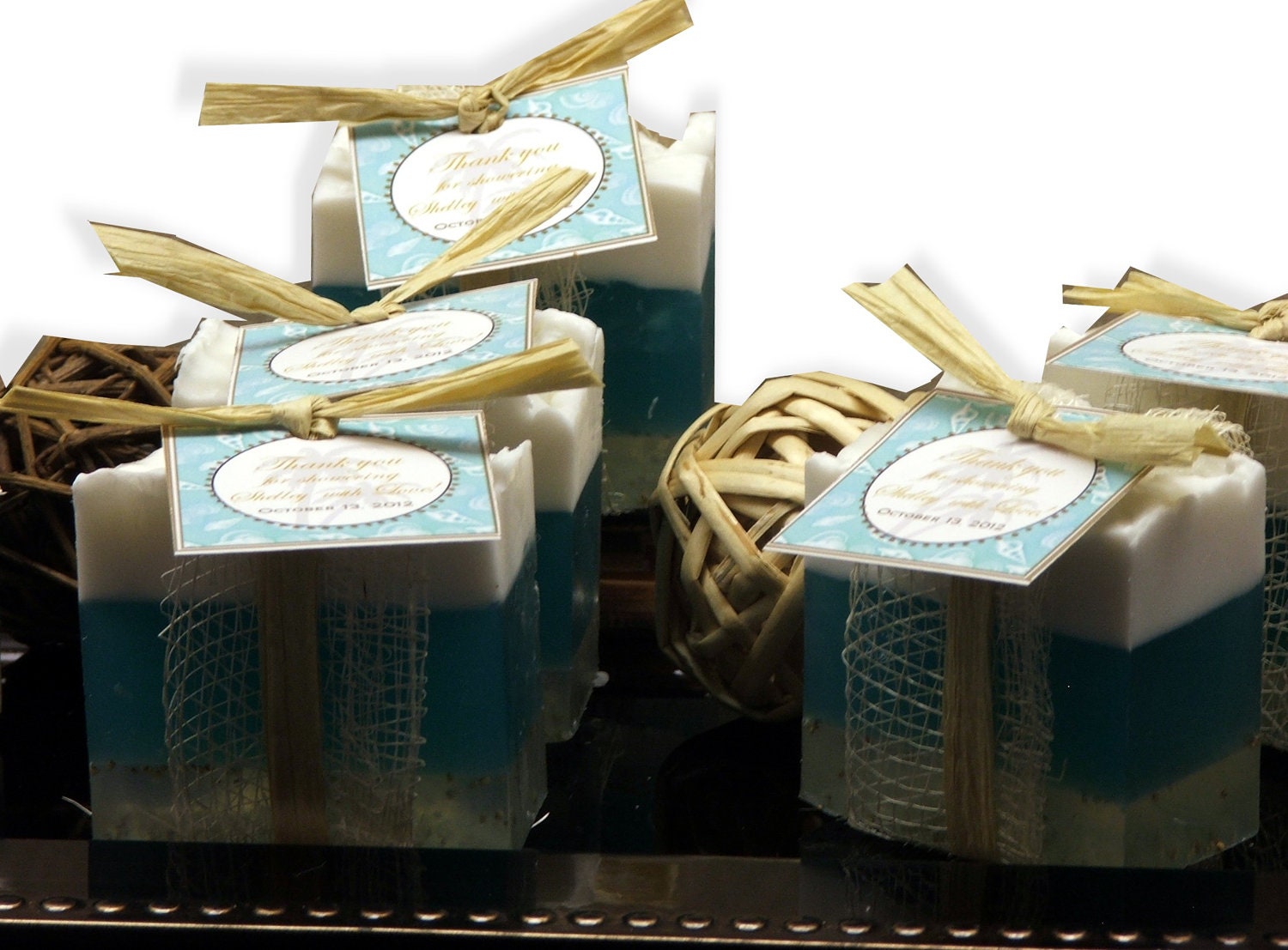 10 Tropical Custom Vegan Soap Favors 2.5 oz - Includes custom tags for Luau Bridal Shower Wedding Baby Shower Birthday Party Favors