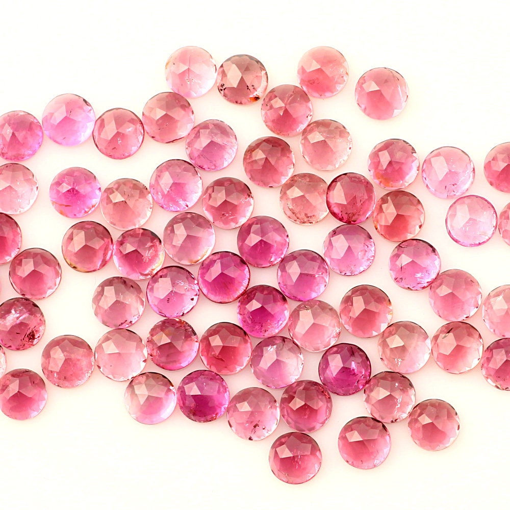 Pink Tourmaline Rose Cut Cabochon 4mm Round - 1 cab, CTOU1RCR4