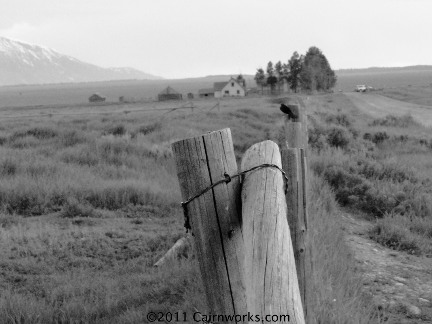 Split Rail Fence along Mormon Row Grand Tetons Mountains, Wyoming