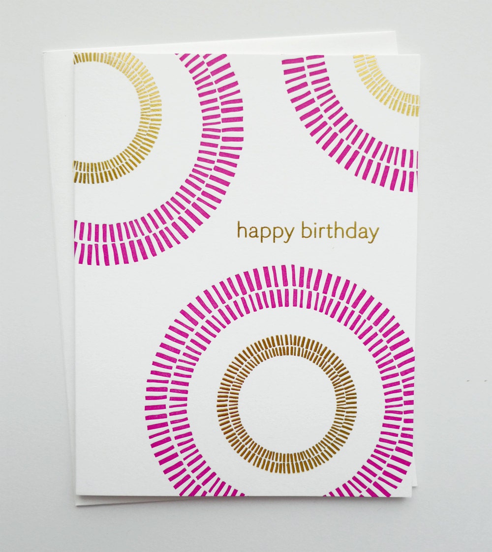 Letterpress Birthday Card - Gold Foil & Fuschia