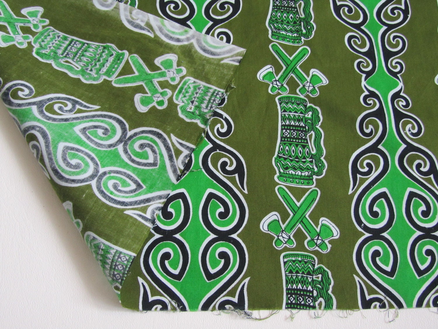 1950s Dress Fabric Vintage Tiki Dress Novelty Fabric