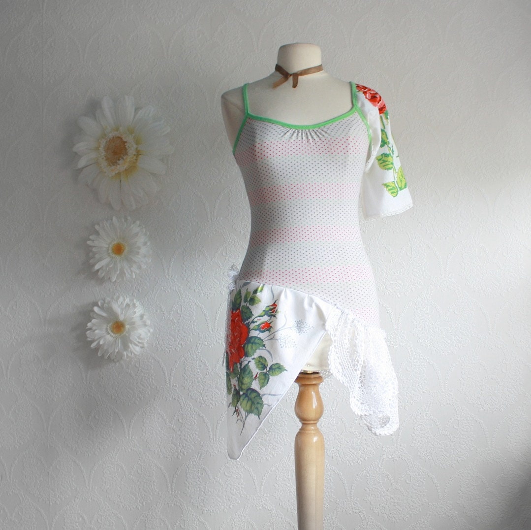 Upcycled Clothing Shabby Chic Top One Sleeve Shirt by ...