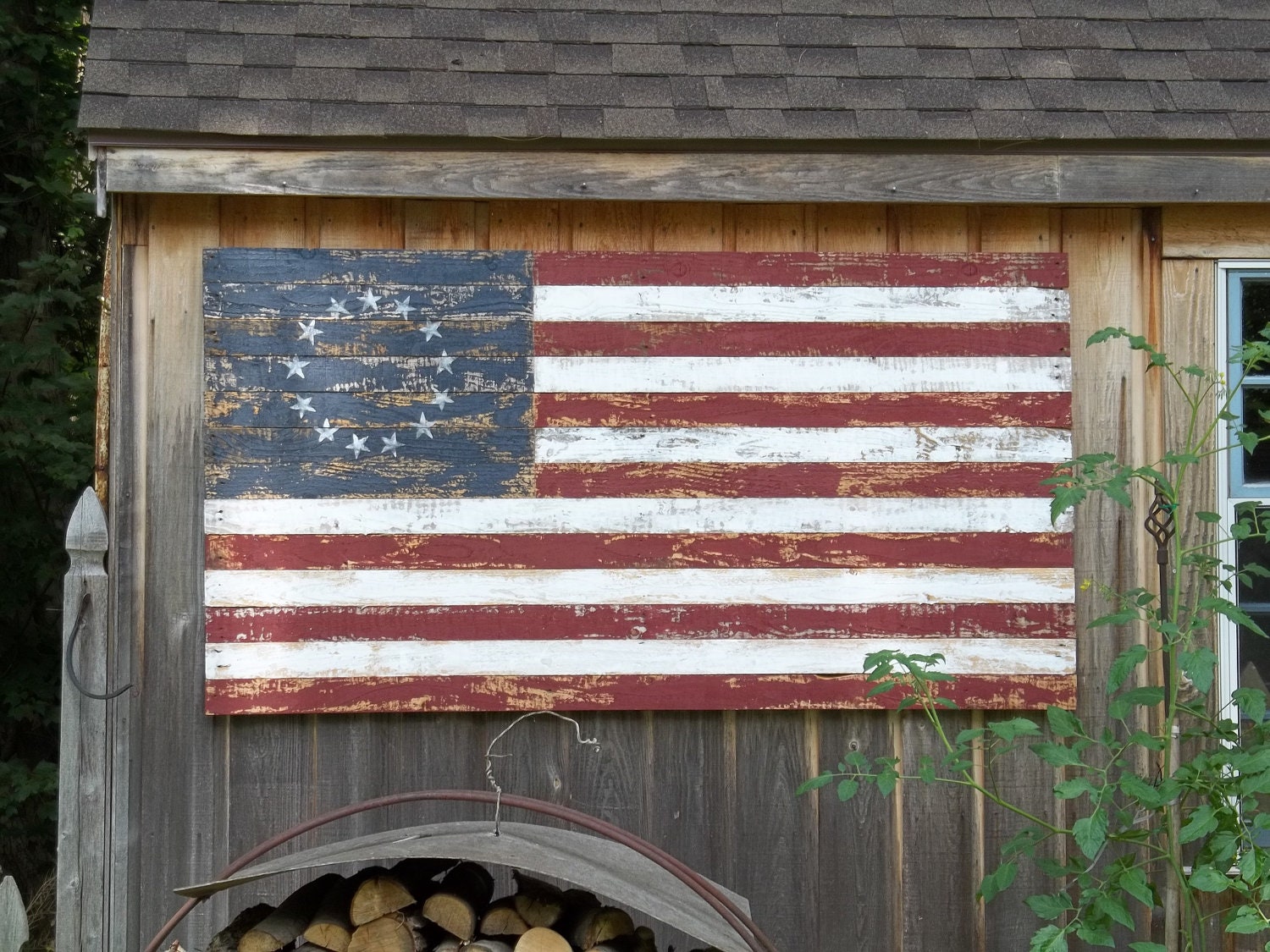American Flag made from Reclaimed Wood