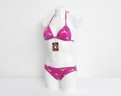On Sale NOS Vintage bikini Size S Hot pink floral 70s