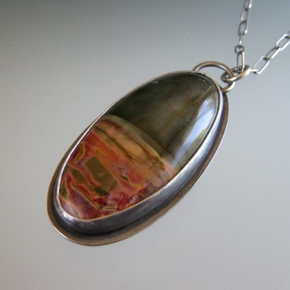 Red Creek Picture Jasper Sterling Silver Necklace Pendant
