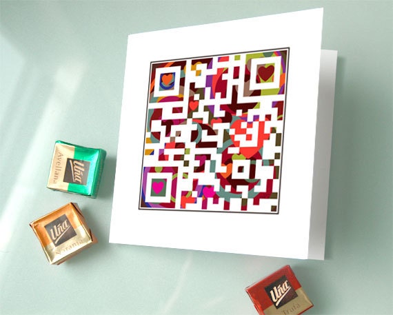 Personalized stationery - Thank you cards - wedding card - Greeting card - QR code art - Set of 5