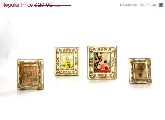 ON SALE set of 4 vintage wall hanging decor victorian