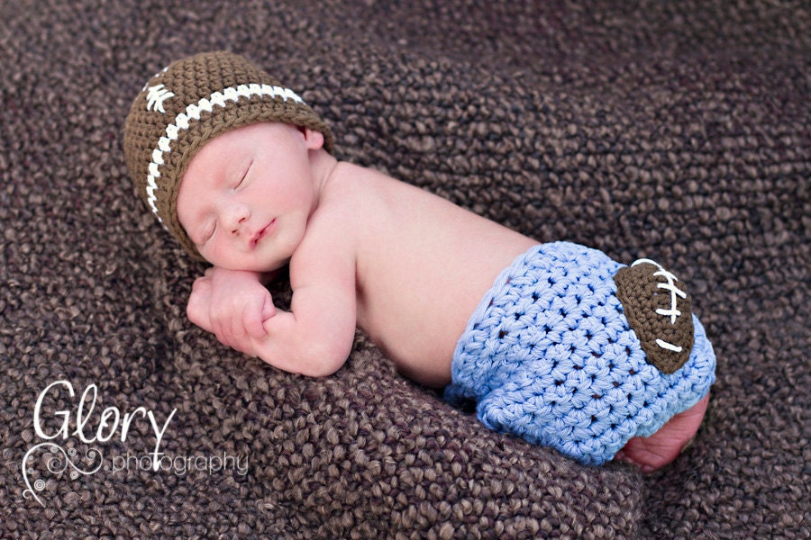 Baby Boy Football Hat and Diaper cover