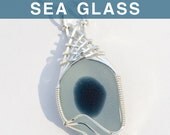 Blue-Gray Multi English Sea Glass Pendant