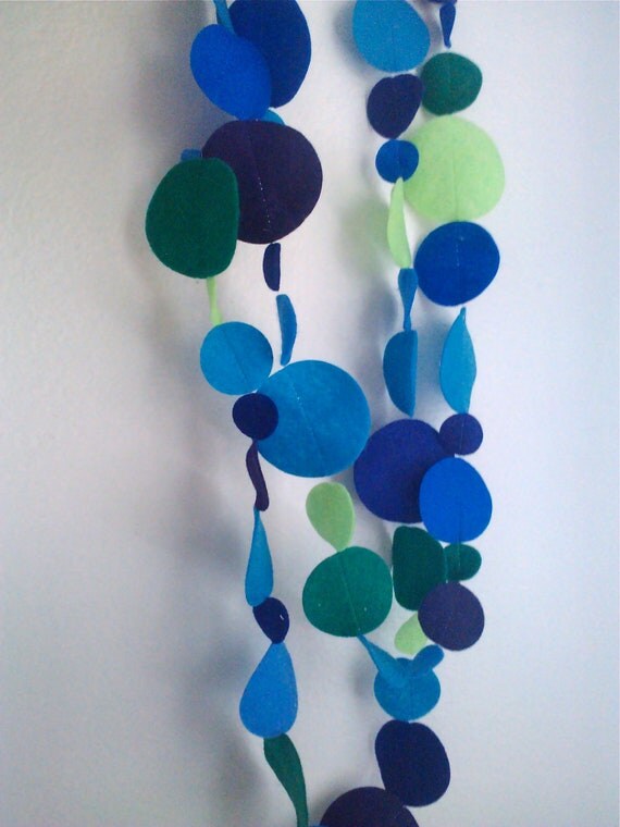 Felt Garland Dots Blues and Greens 8 FEET Decoration for Birthday Party, Bedroom or Tree Il_570xn
