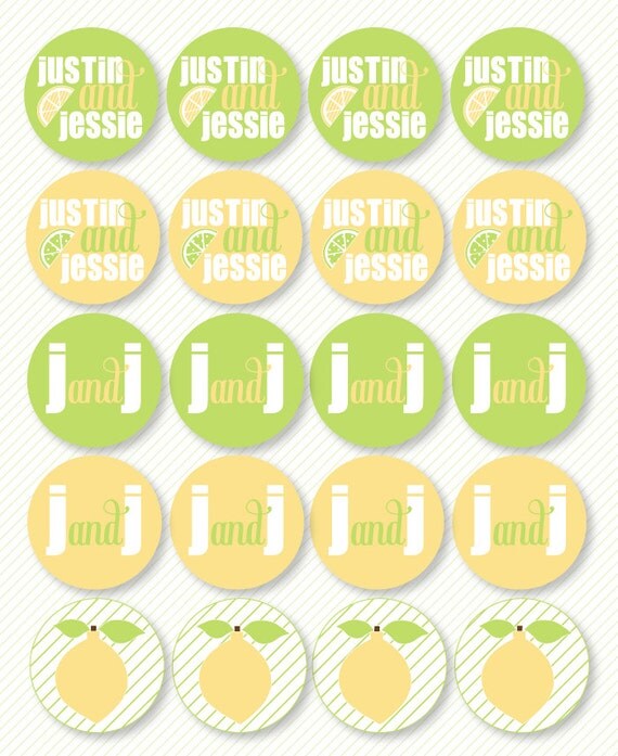 Lemon Party PRINTABLE 'Pucker Up' Bridal Shower Small Party Circles by Love The Day Il_570xn
