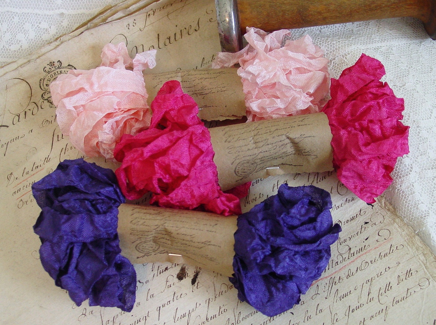 Shabby Wrinkled LOOPSY ribbon bundle, 15 yards
