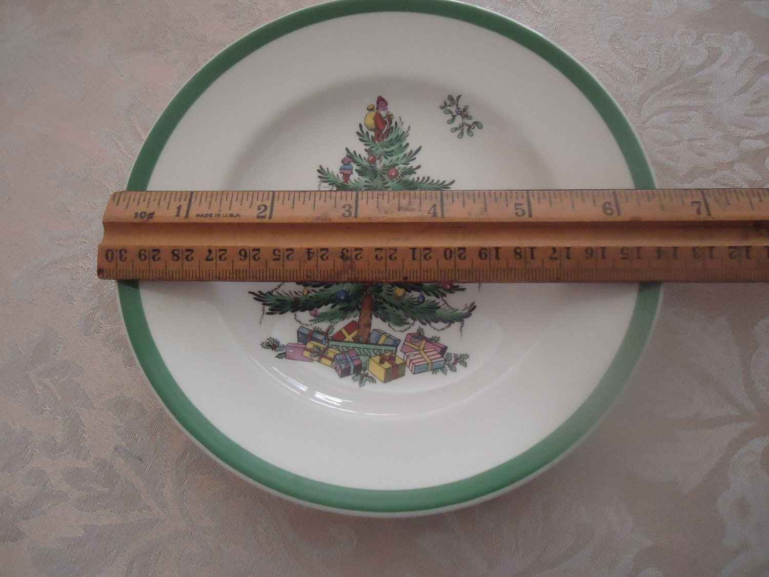 Christmas Tree Spode, 4 Dessert Plates, Set of Four, Made in England,