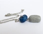 Blue and Grey Industrial Clay Necklace - Unisex