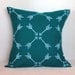 Teal Hand Stenciled Linen Pillow Cover