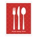 Enjoy Every Bite - Yellow Digital Print - Cutlery - Food - Kitchen Wall Art Print - Fork Knife Spoon - Under 20