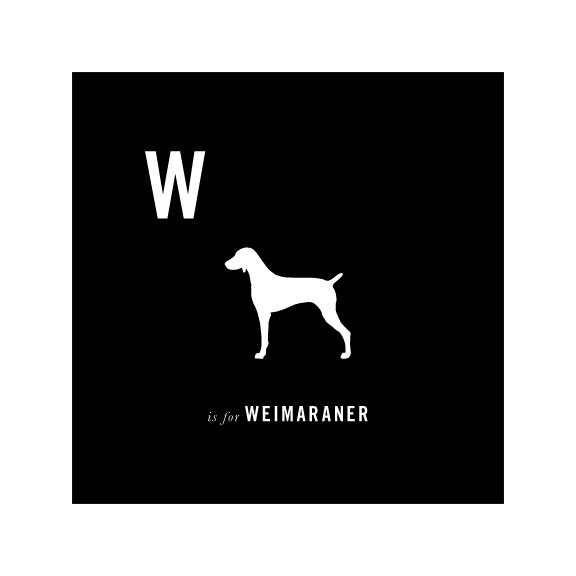 Weimaraner print art illustration silhouette typographic typography alphabet