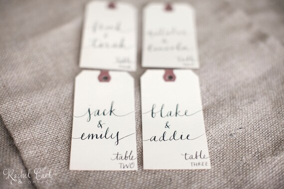 Wedding Name Place, Table, or Escort Cards, Shabby Chic Wedding, Manilla Vintage Tags with Lowercase Font