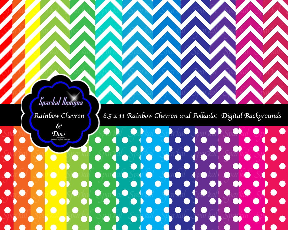 Rainbow Chevron Paper Rainbow polkadot Invitation paper Chevron Digital Paper Rainbow Party Paper Stripes Polka Dots Instant Download paper Il_570xn