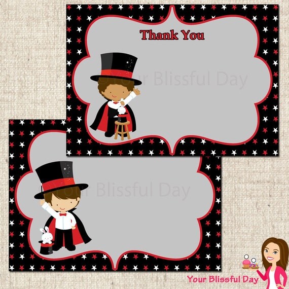 PRINTABLE Boy Magic Show Thank You Cards Il_570xn