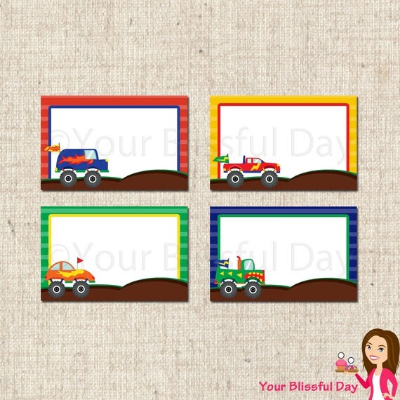 PRINTABLE Monster Truck Label Tents Il_570xn