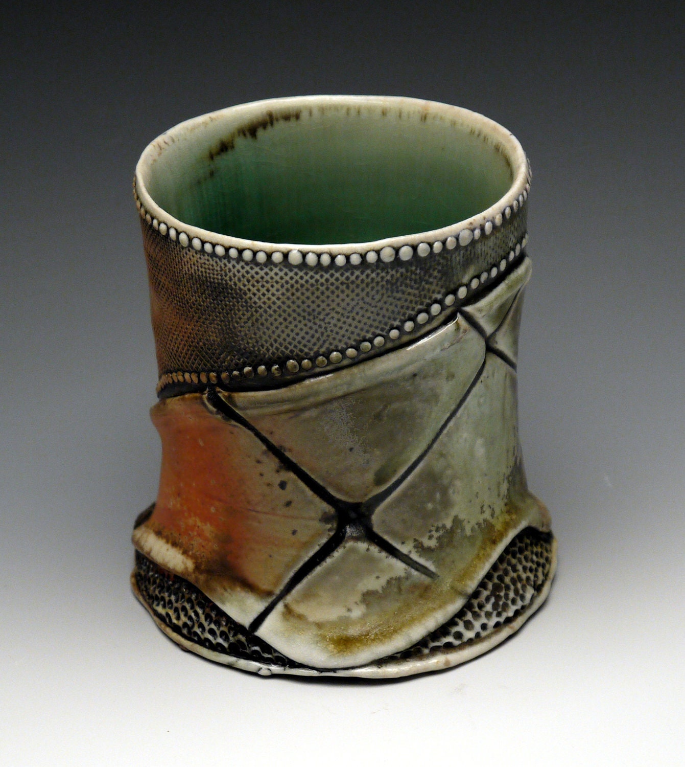 Coffee / Tea Cup, oribe glaze, woodfired