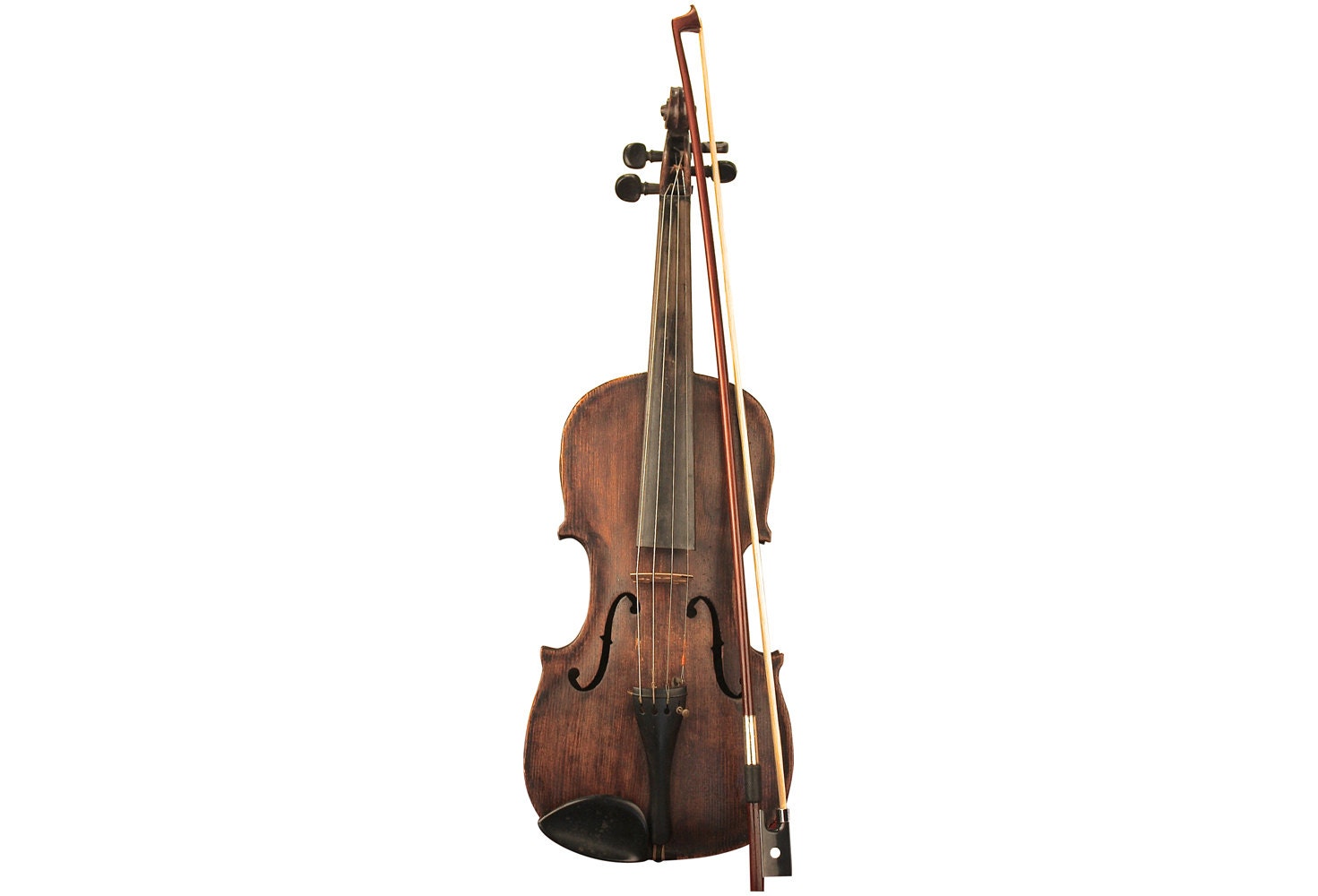 Antique Violin 1/8 Bow Wooden Case Rustic