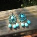 SALE-Blue turquoise earrings, natural stone, patina, vintage, gypsy style, chandeliers, Bohemian, handmade, brass ear wire, antique brass