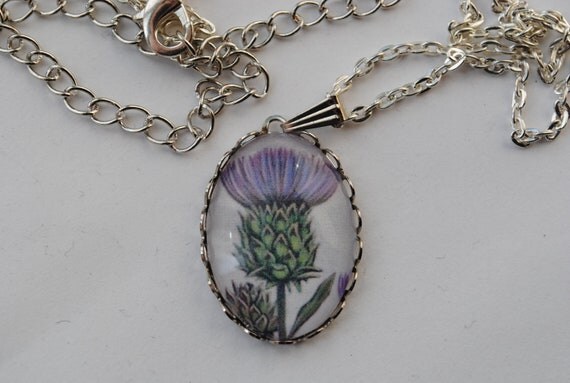 Scottish Thistle Pendant - Jewelry Women Teen Girl Flower Purple Celtic