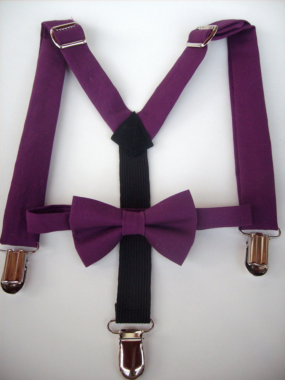 bow tie and suspenders for toddler boy solid purple by golubchick