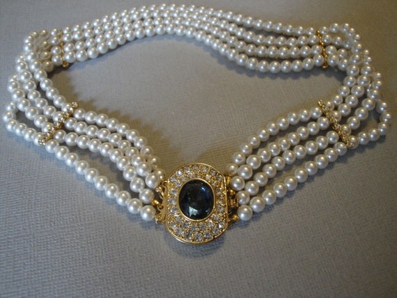 Vintage Pearl Choker Necklace With Fancy By Alexiblackwellbridal