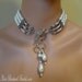 Pearl Choker Necklace Set includes Earrings Victorian style Elegant 3 Strands White or Your Color Choice glass pearls bridal wedding jewelry