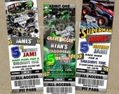 24 Monster Truck Birthday Party Ticket Style Invitations
