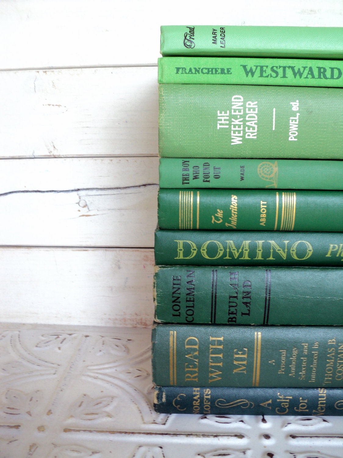 Green Books Ombre Instant Library Collection Decorative Books Photography Props Shades of Green