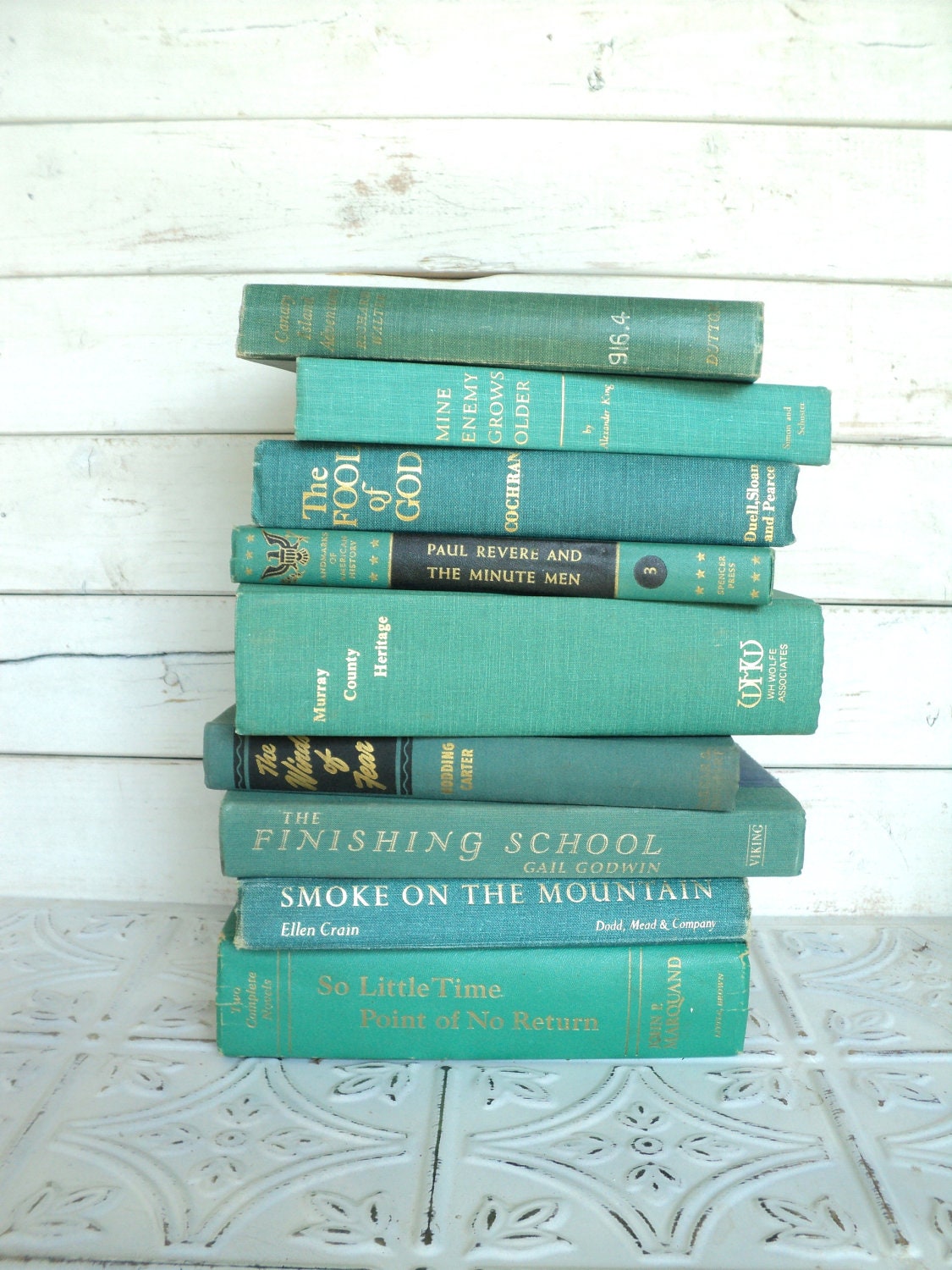 Ocean Books Instant Library Collection Decorative Books Photography Props Turquoise Books by the Foot Teal Green Aqua Blue