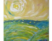 Hot July Day  FREE SHIPPING Original Oil Painting on Canvas Palette Knife - by SOLOMOON - gallery fine art ready to hang impasto