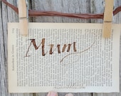 Mum, paper ephemera, scrapbooking, calligraphy, collage paper, old book page, vintage book,