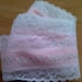 Flat White Lace Pink Fabric Center Embroidered Flowers 6 Yards by 3 1/4 Inches Wide L0445