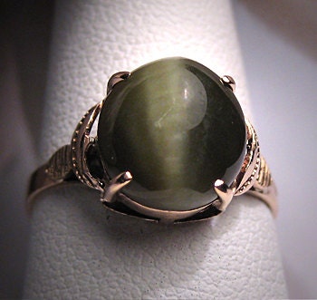 Rare Antique Cats Eye Chrysoberyl Ring 18K Victorian