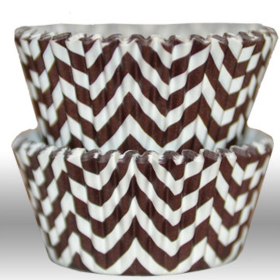 Chevron Brown GREASEPROOF Zigzag Baking Cups Cupcake Liners - Quantity 50 Il_570xn