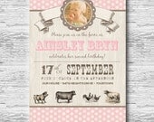 Vintage Farm Invitation for Birthday Party or Baby Shower - Girls DIY Printable Invite by BeeAndDaisy Il_170x135