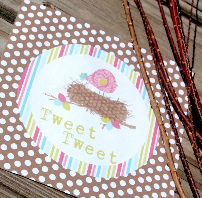 Pink Birds Nest Decorations for Birthday Party or Baby Shower - Girls DIY Printable Decor by BeeAndDaisy Il_570xn
